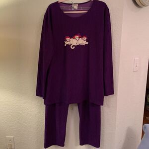 Stretch 2 Pieces Set Tunic/ Pants Size XL